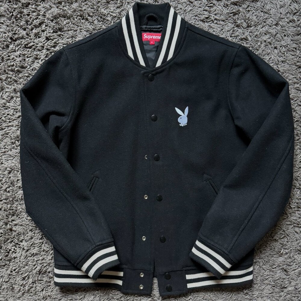 SUPREME PLAYBOY BLACK VARSITY JACKET 2011